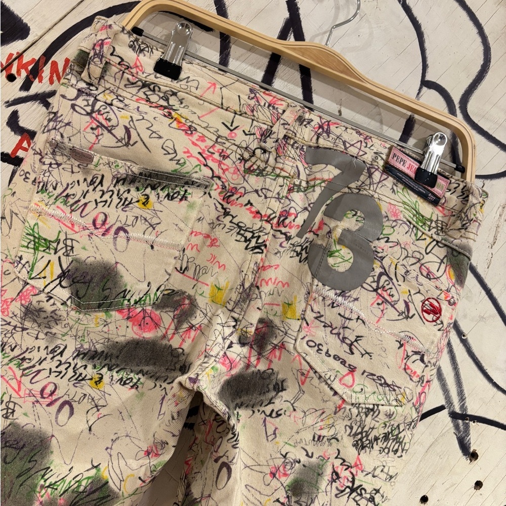 Vintage Y2K Pepe Jeans London Low Rise Graffiti Jeans - Picture 6 of 10